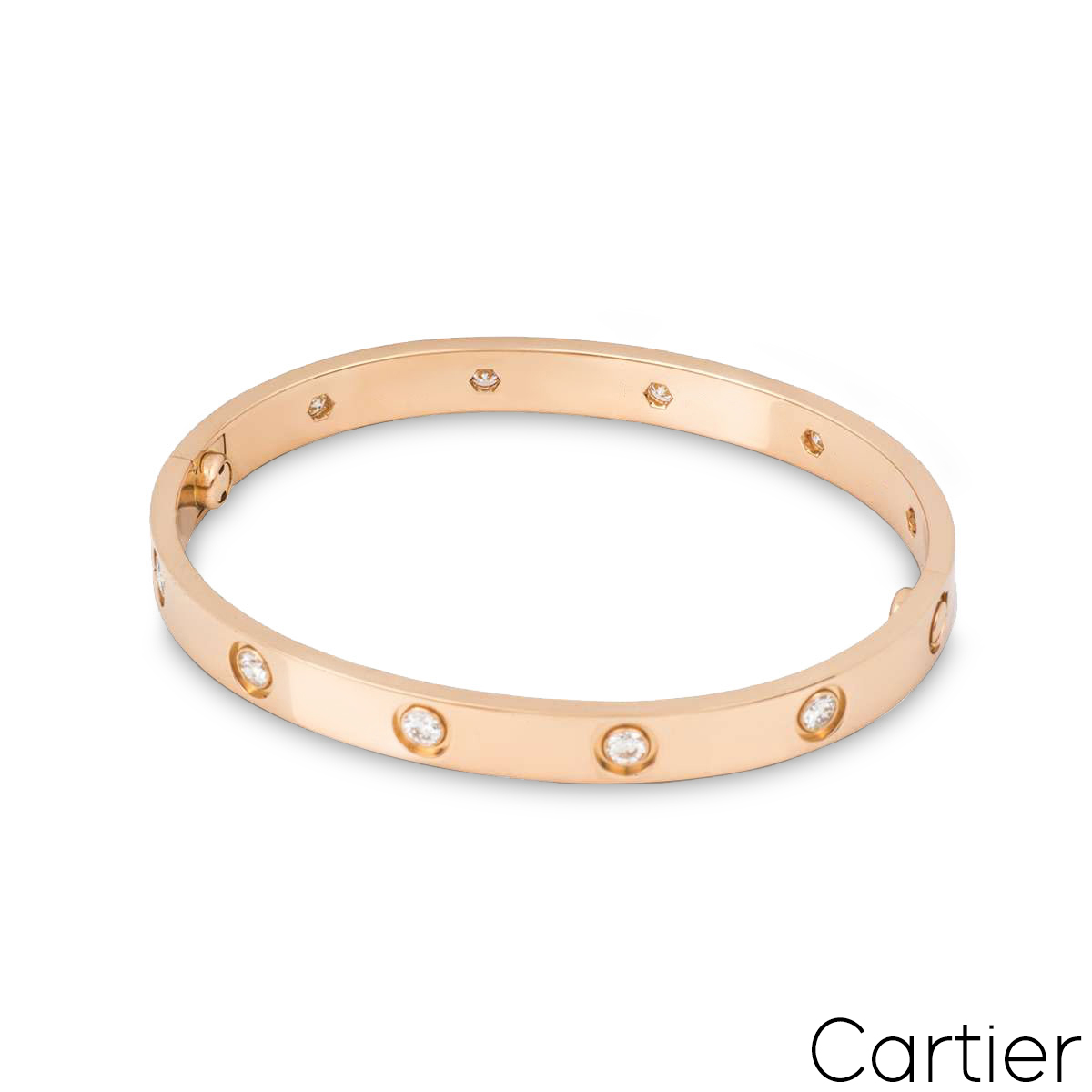Cartier Rose Gold Full Diamond Love Bracelet Size 16 B6040616